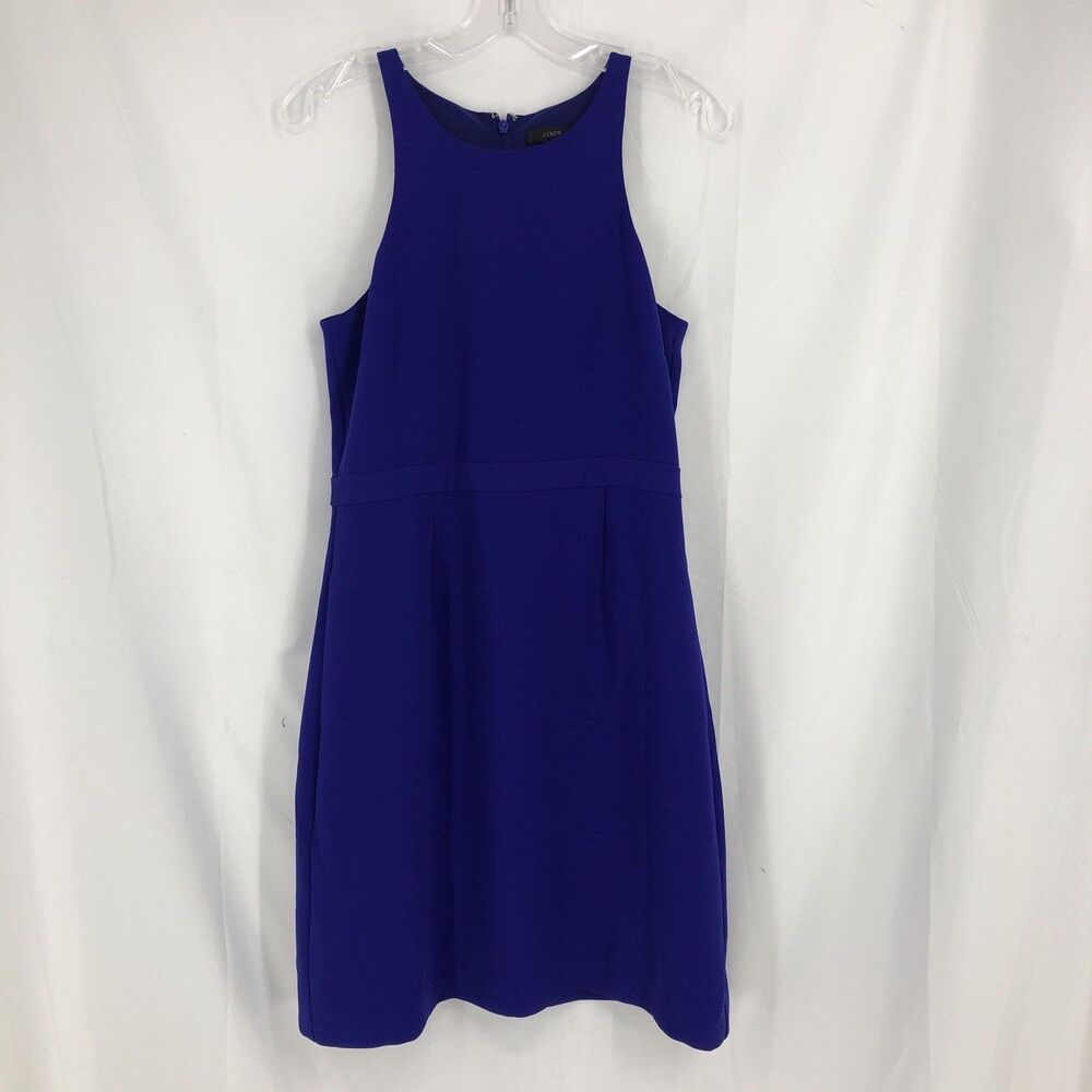 J.Crew Indigo Halter Neck Pleated Shift Cocktail Dress women's 8